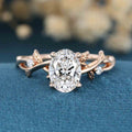 1.0CT~5.0CT Oval cut Lab Grown Diamond Nature Inspired Engagement Ring