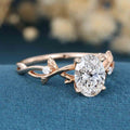 1.0CT~5.0CT Oval cut Lab Grown Diamond Nature Inspired Engagement Ring