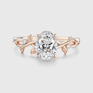 1.0CT~5.0CT Oval cut Lab Grown Diamond Nature Inspired Engagement Ring
