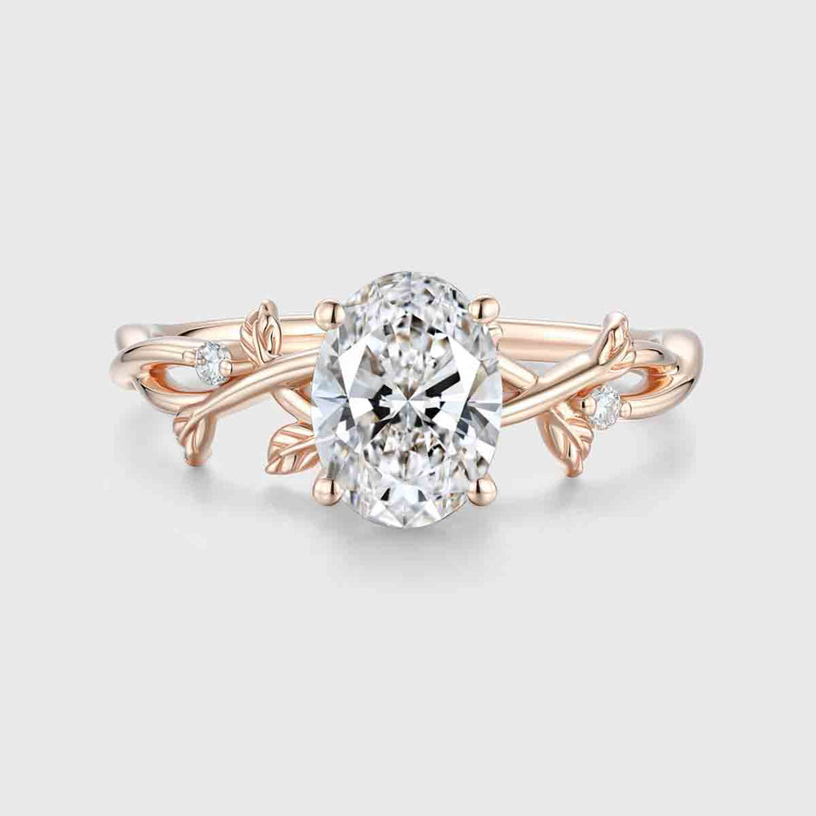 1.0CT~5.0CT Oval cut Lab Grown Diamond Nature Inspired Engagement Ring