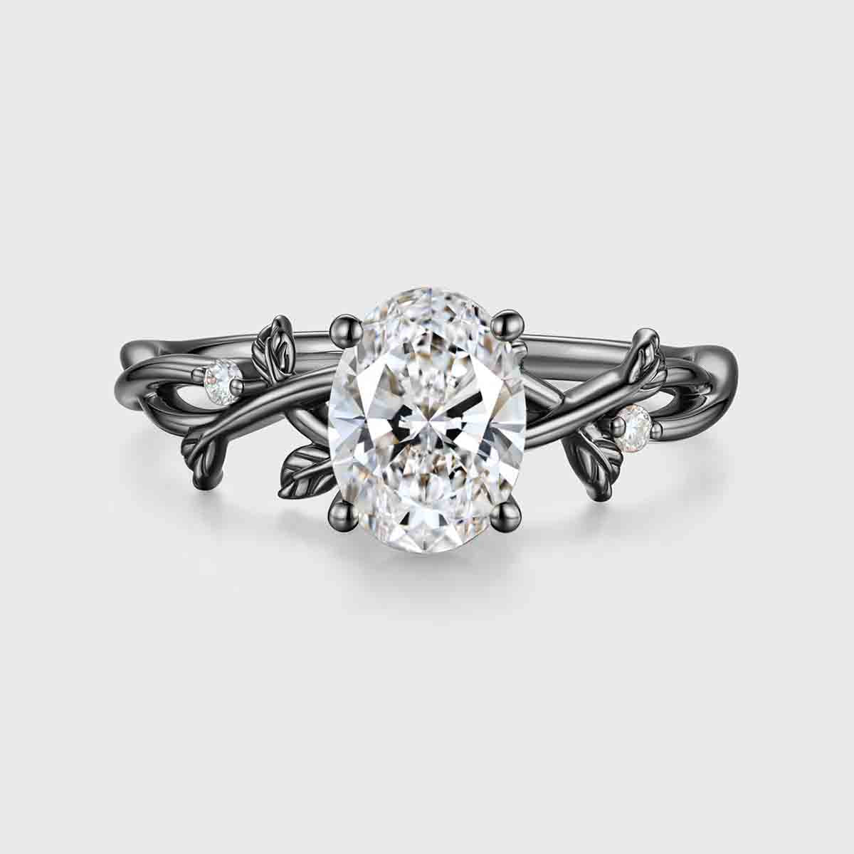 1.0CT~5.0CT Oval cut Lab Grown Diamond Nature Inspired Engagement Ring