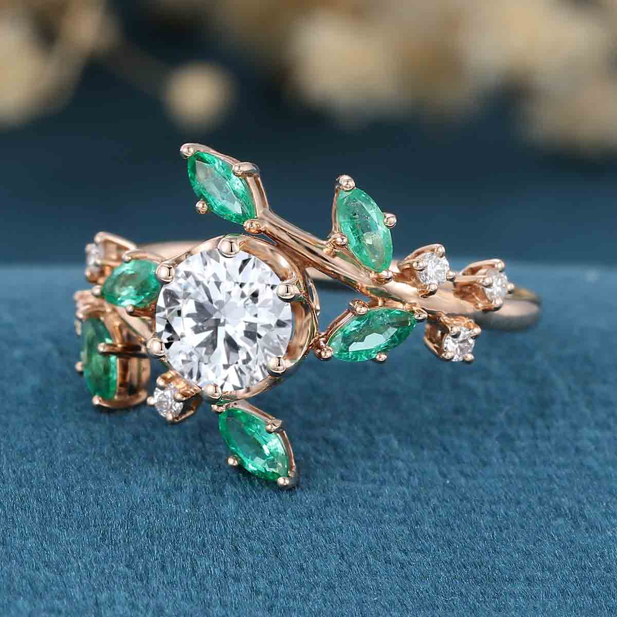 1.0CT~5.0CT Nature Inspired Round cut Lab Grown Diamond Engagement