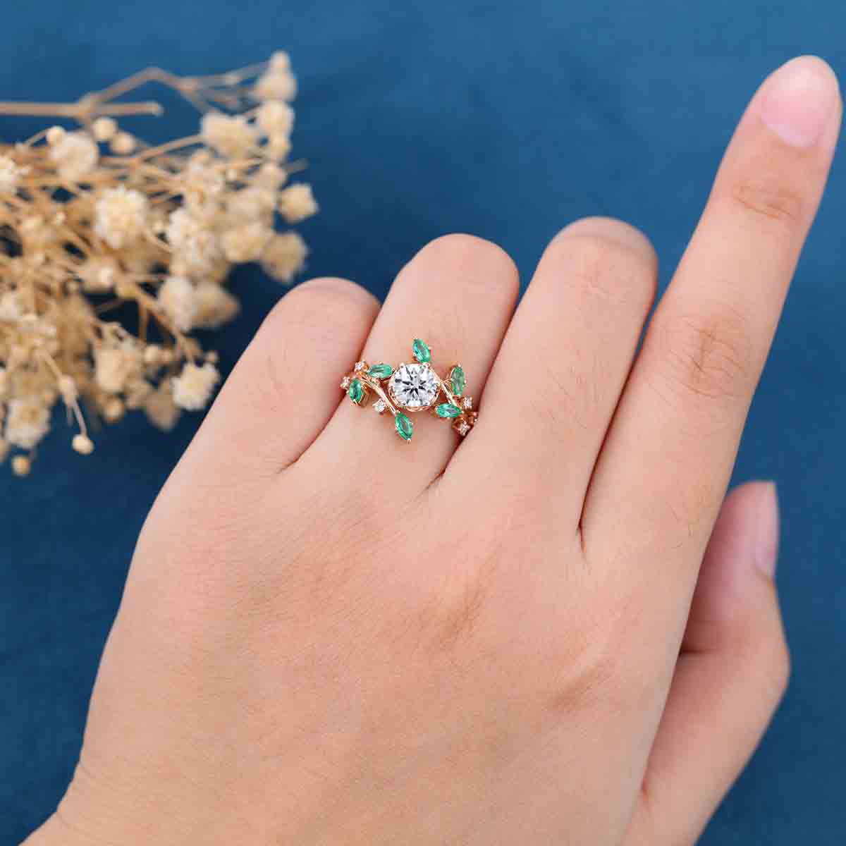1.0CT~5.0CT Nature Inspired Round cut Lab Grown Diamond Engagement