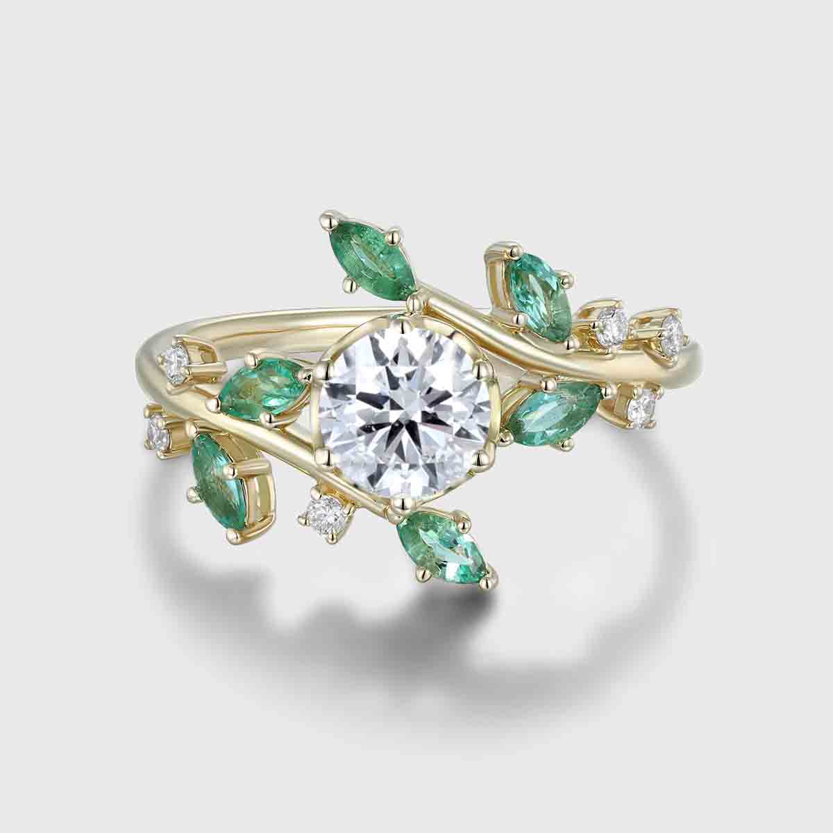 1.0CT~5.0CT Nature Inspired Round cut Lab Grown Diamond Engagement