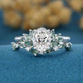 1.0CT~5.0CT Oval cut Lab Grown Diamond Cluster Bridal Set
