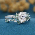 1.0CT~5.0CT Oval cut Lab Grown Diamond Cluster Bridal Set