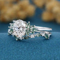 1.0CT~5.0CT Oval cut Lab Grown Diamond Cluster Bridal Set