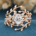 1.0CT~5.0CT Oval cut Lab Grown Diamond Nature Inspired Bridal Set