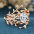 1.0CT~5.0CT Oval cut Lab Grown Diamond Nature Inspired Bridal Set
