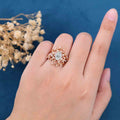 1.0CT~5.0CT Oval cut Lab Grown Diamond Nature Inspired Bridal Set