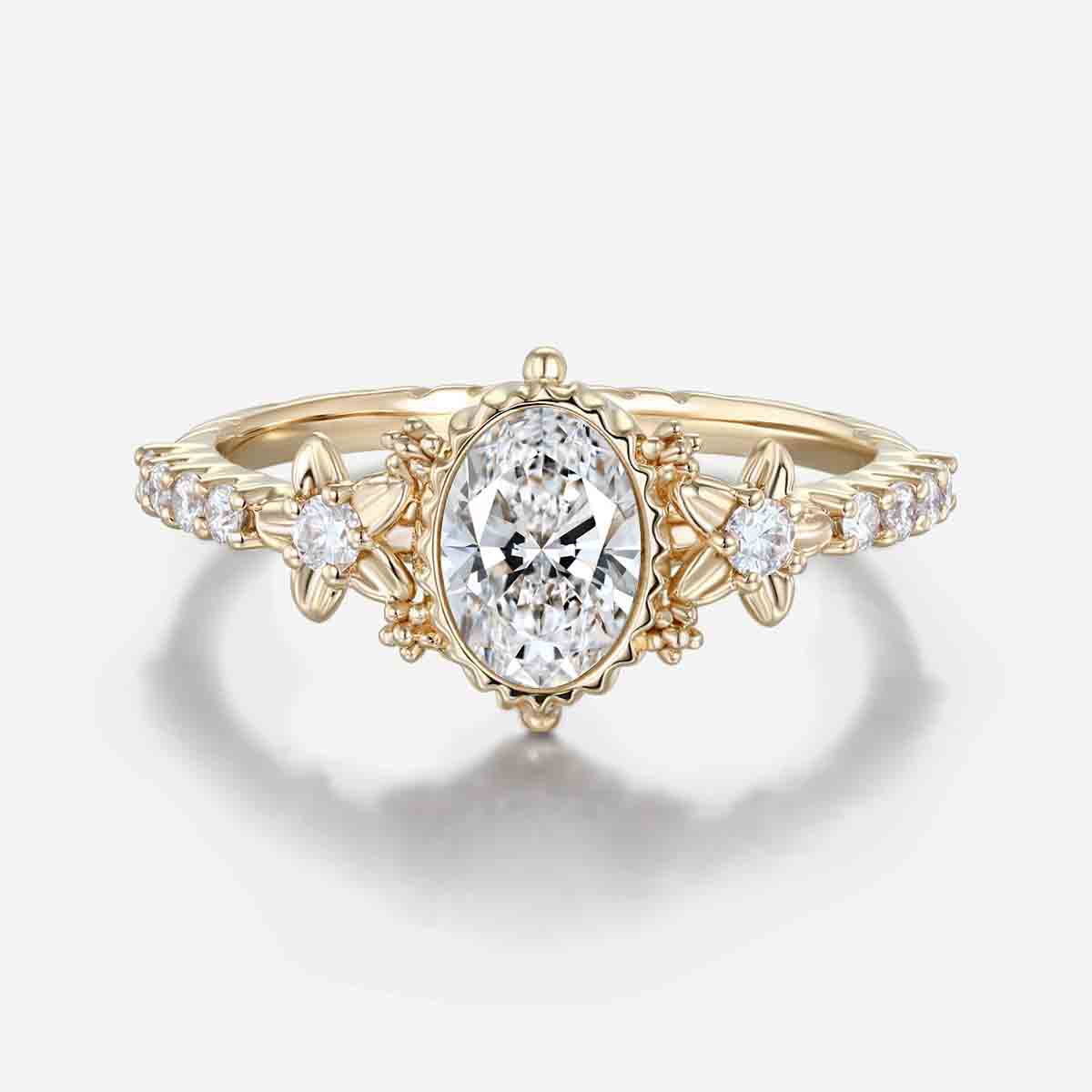 1.0CT~5.0CT Oval cut Lab Grown Diamond Vintage Engagement Ring