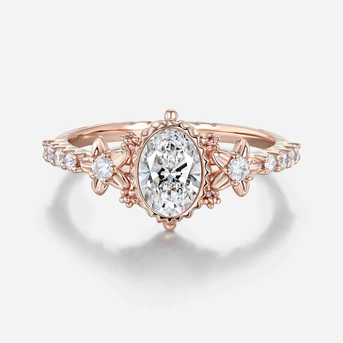 1.0CT~5.0CT Oval cut Lab Grown Diamond Vintage Engagement Ring