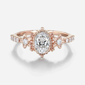 1.0CT~5.0CT Oval cut Lab Grown Diamond Vintage Engagement Ring