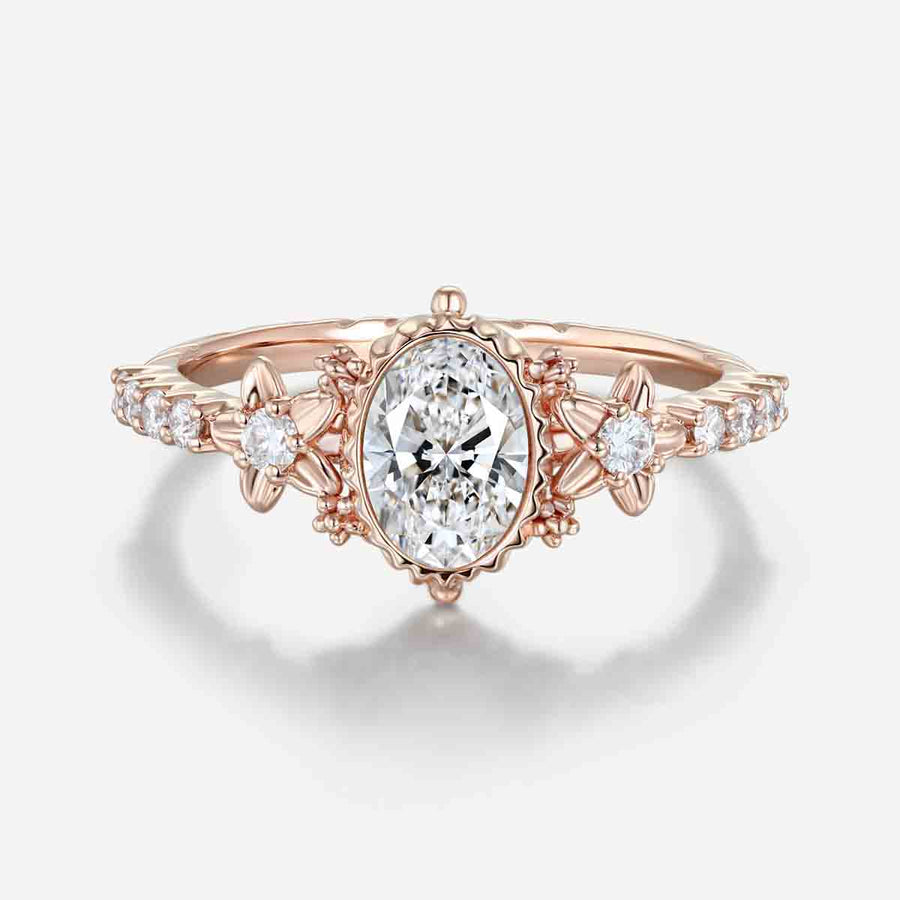 1.0CT~5.0CT Oval cut Lab Grown Diamond Vintage Engagement Ring