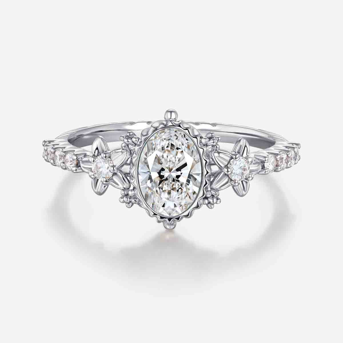 1.0CT~5.0CT Oval cut Lab Grown Diamond Vintage Engagement Ring