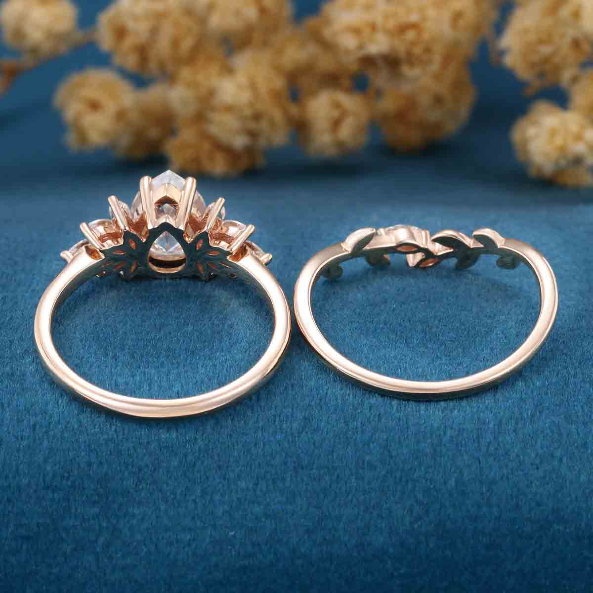 Pear cut Lab Grown Diamond Wedding bridal set