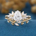 1.0CT~5.0CT Pear cut Lab Grown Diamond Cluster Engagement Ring Set