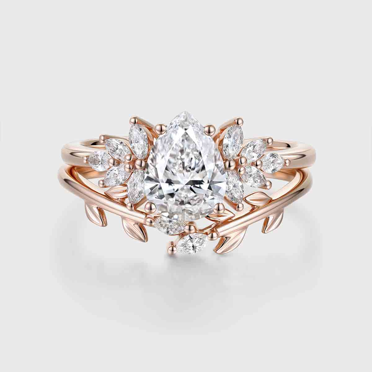 Pear cut Lab Grown Diamond Wedding bridal set