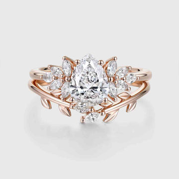 Pear cut Lab Grown Diamond Wedding bridal set