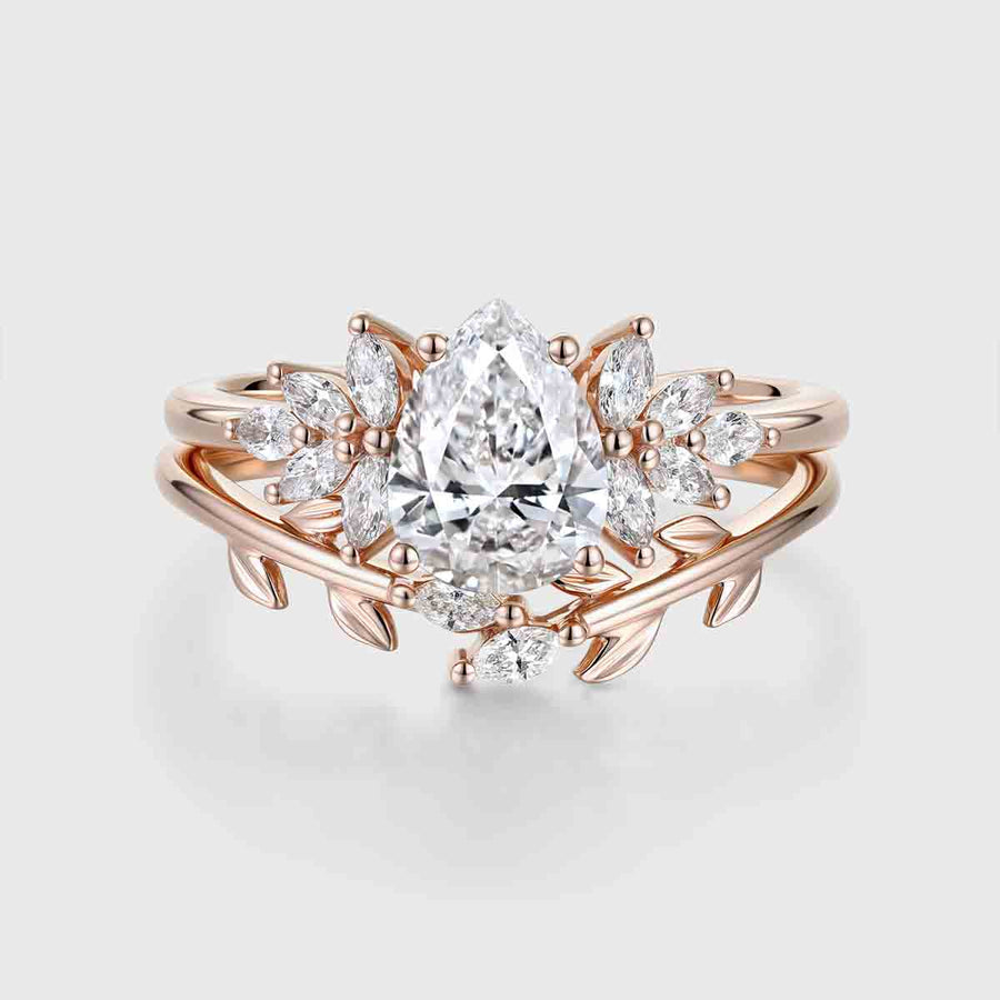 Pear cut Lab Grown Diamond Wedding bridal set