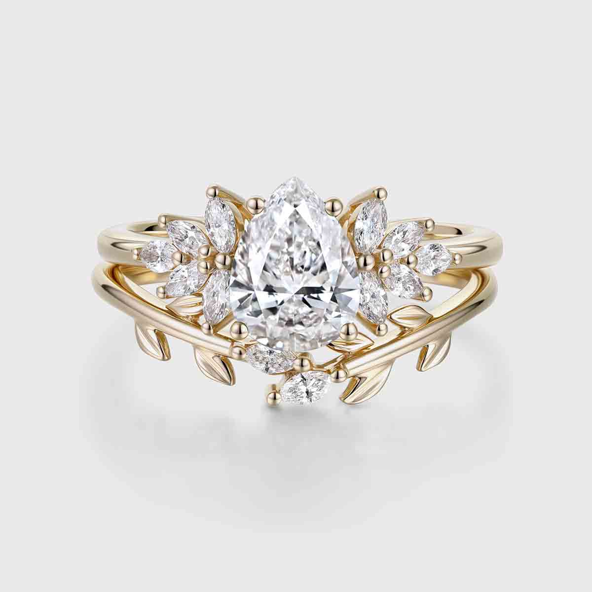 Pear cut Lab Grown Diamond Wedding bridal set