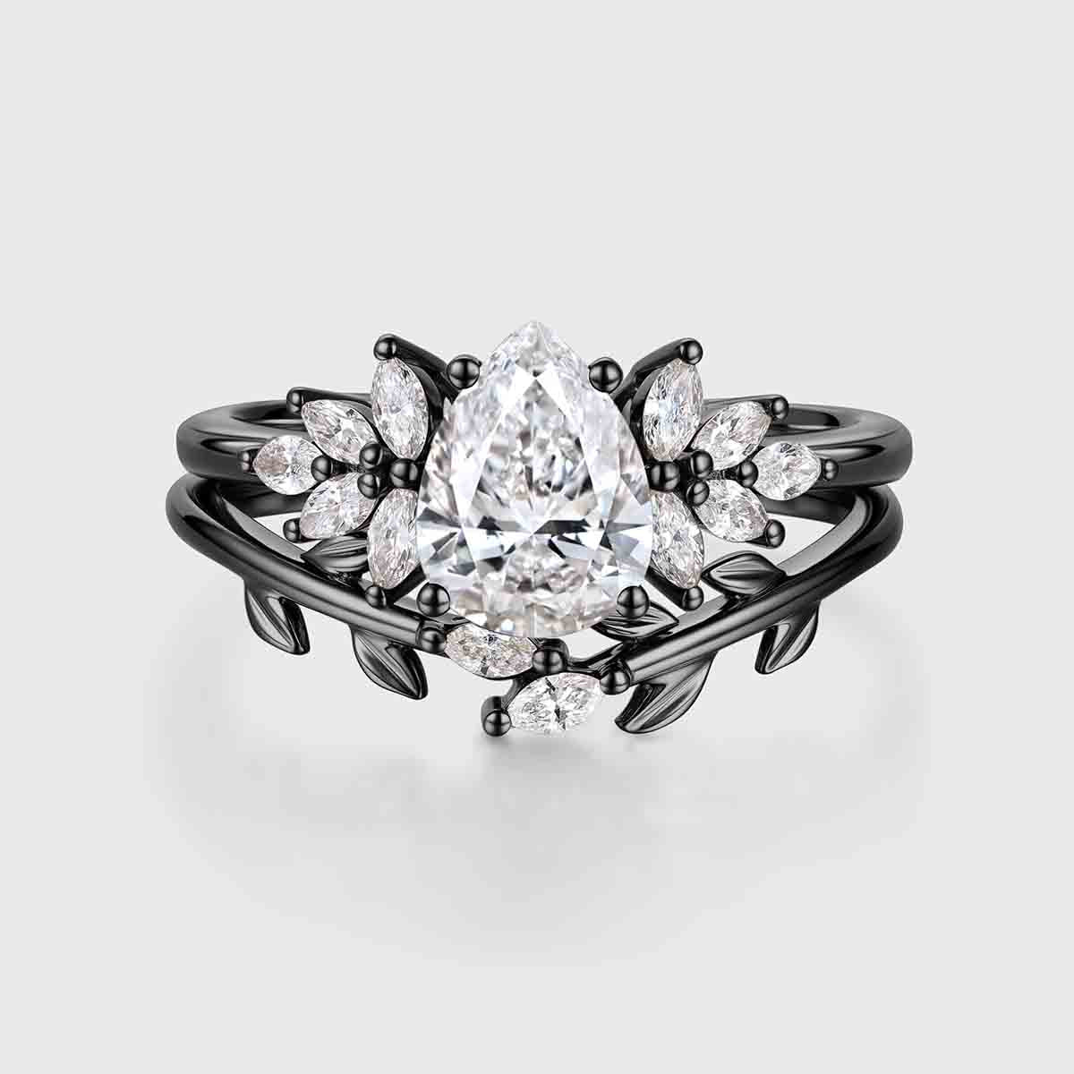 Pear cut Lab Grown Diamond Wedding bridal set
