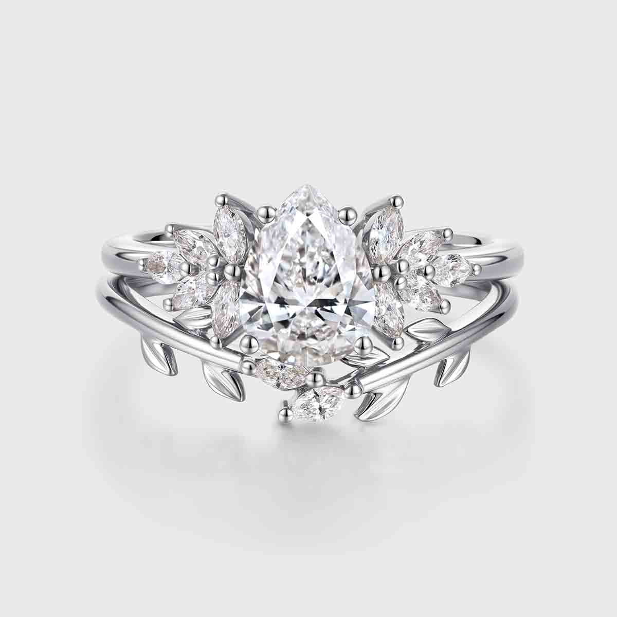 Pear cut Lab Grown Diamond Wedding bridal set