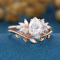 1.0CT~5.0CT Pear cut Lab Grown Diamond Cluster Engagement Ring Set