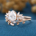 1.0CT~5.0CT Pear cut Lab Grown Diamond Cluster Engagement Ring Set