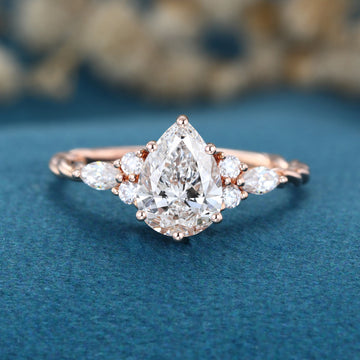 1.0CT~5.0CT Pear cut Lab Grown Diamond Engagement Ring