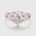 1.0CT~5.0CT Pear cut Lab Grown Diamond Cluster Bridal Set