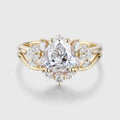 1.0CT~5.0CT Pear cut Lab Grown Diamond Cluster Bridal Set