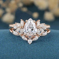 1.0CT~5.0CT Pear cut Lab Grown Diamond Cluster Bridal Set