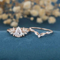 1.0CT~5.0CT Pear cut Lab Grown Diamond Cluster Bridal Set
