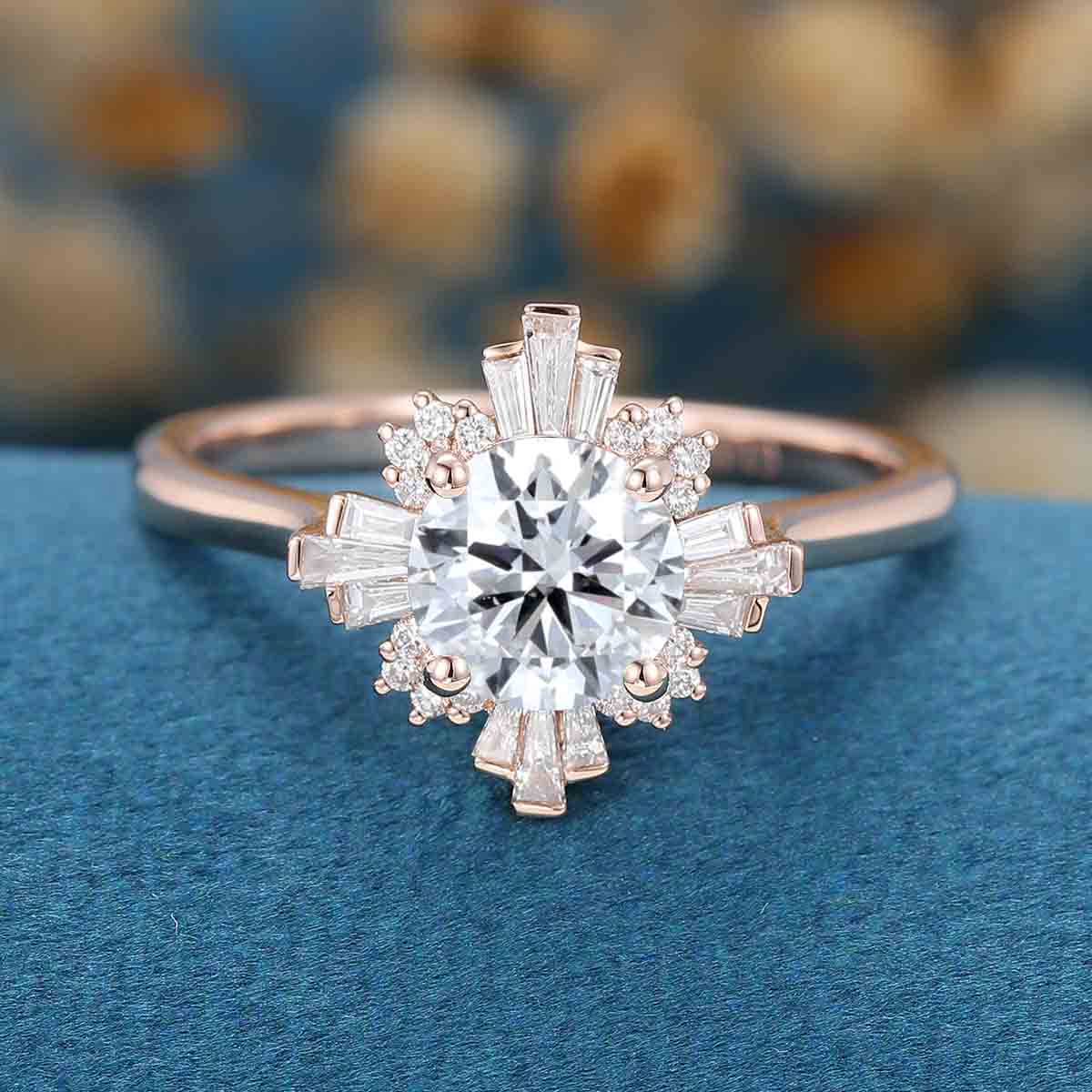 1.0CT~5.0CT Round cut Lab Grown Diamond Halo Engagement Ring