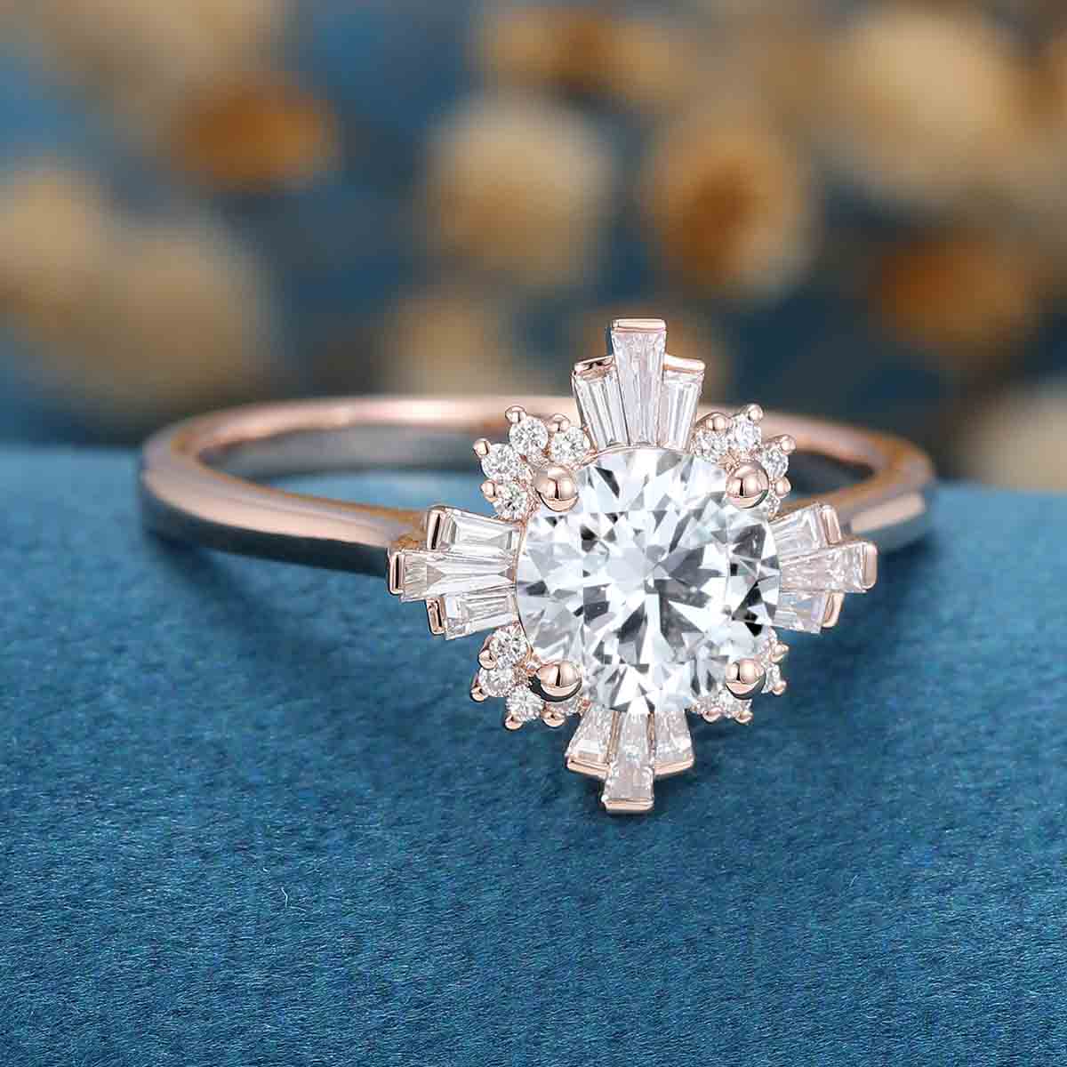 1.0CT~5.0CT Round cut Lab Grown Diamond Halo Engagement Ring
