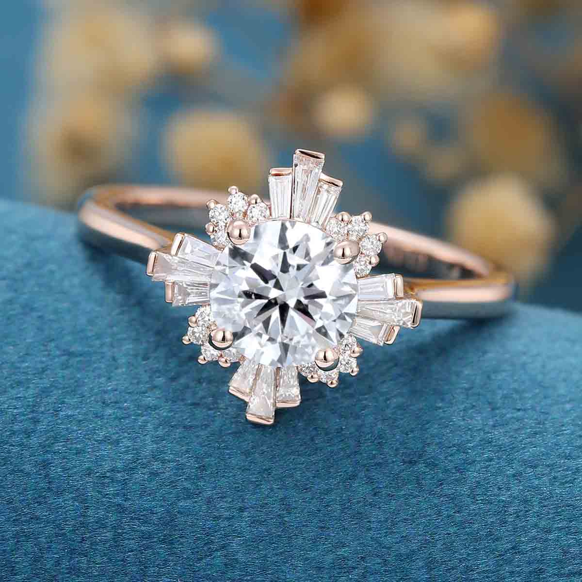 1.0CT~5.0CT Round cut Lab Grown Diamond Halo Engagement Ring