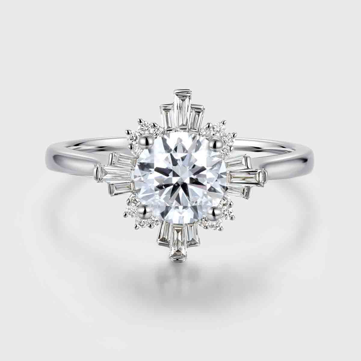 1.0CT~5.0CT Round cut Lab Grown Diamond Halo Engagement Ring