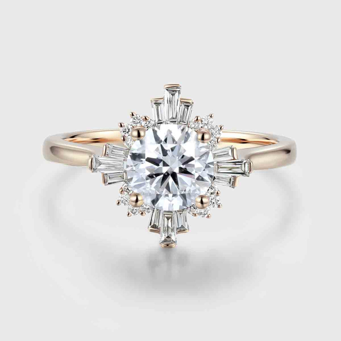 1.0CT~5.0CT Round cut Lab Grown Diamond Halo Engagement Ring