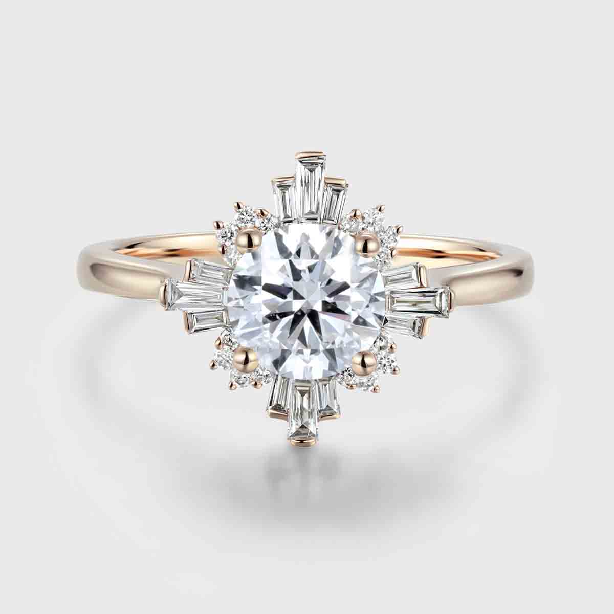 1.0CT~5.0CT Round cut Lab Grown Diamond Halo Engagement Ring