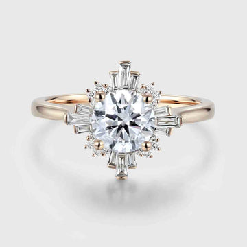 1.0CT~5.0CT Round cut Lab Grown Diamond Halo Engagement Ring