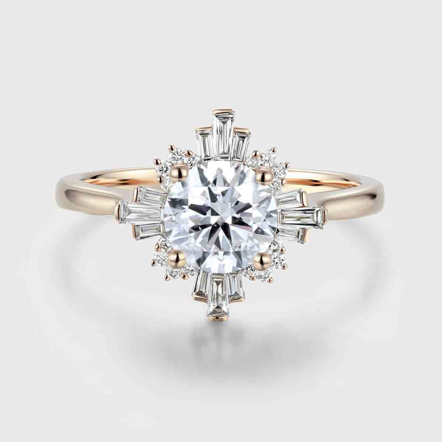 1.0CT~5.0CT Round cut Lab Grown Diamond Halo Engagement Ring