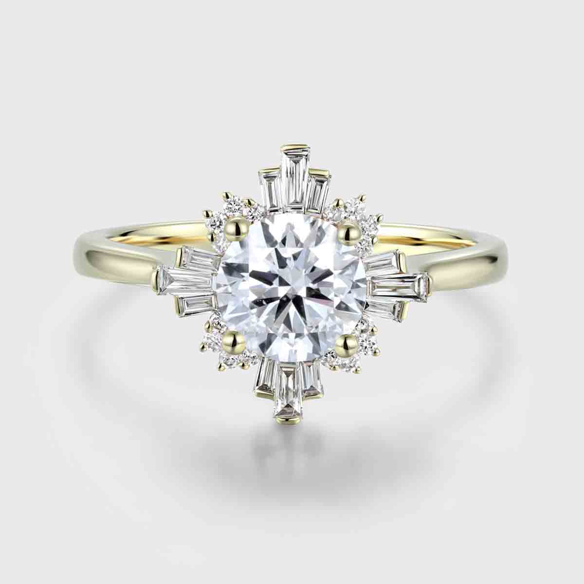 1.0CT~5.0CT Round cut Lab Grown Diamond Halo Engagement Ring