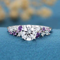 1.0CT~5.0CT Round cut Lab Grown Diamond Cluster Engagement Ring