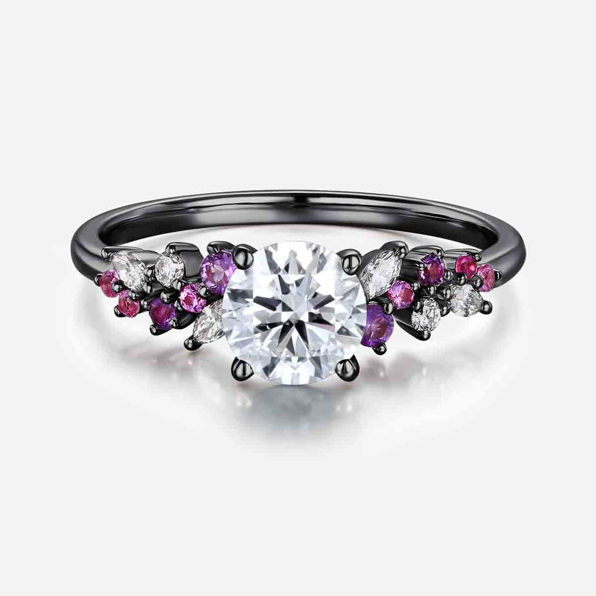 1.0CT~5.0CT Round cut Lab Grown Diamond Cluster Engagement Ring