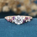 1.0CT~5.0CT Round cut Lab Grown Diamond Cluster Engagement Ring