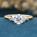 1.0CT~5.0CT Round cut Lab Grown Diamond Cluster Engagement Ring