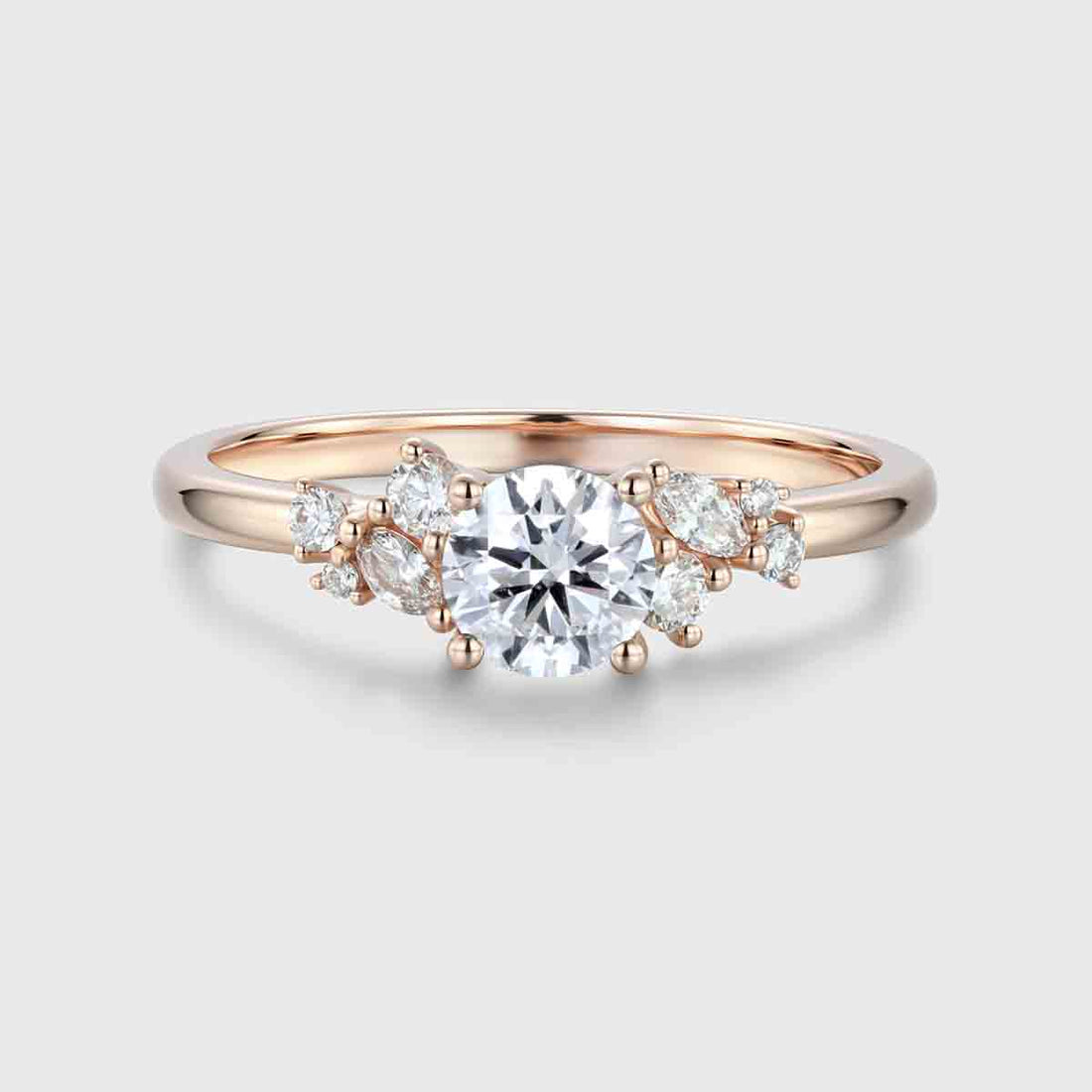 1.0CT~5.0CT Round cut Lab Grown Diamond Cluster Engagement Ring