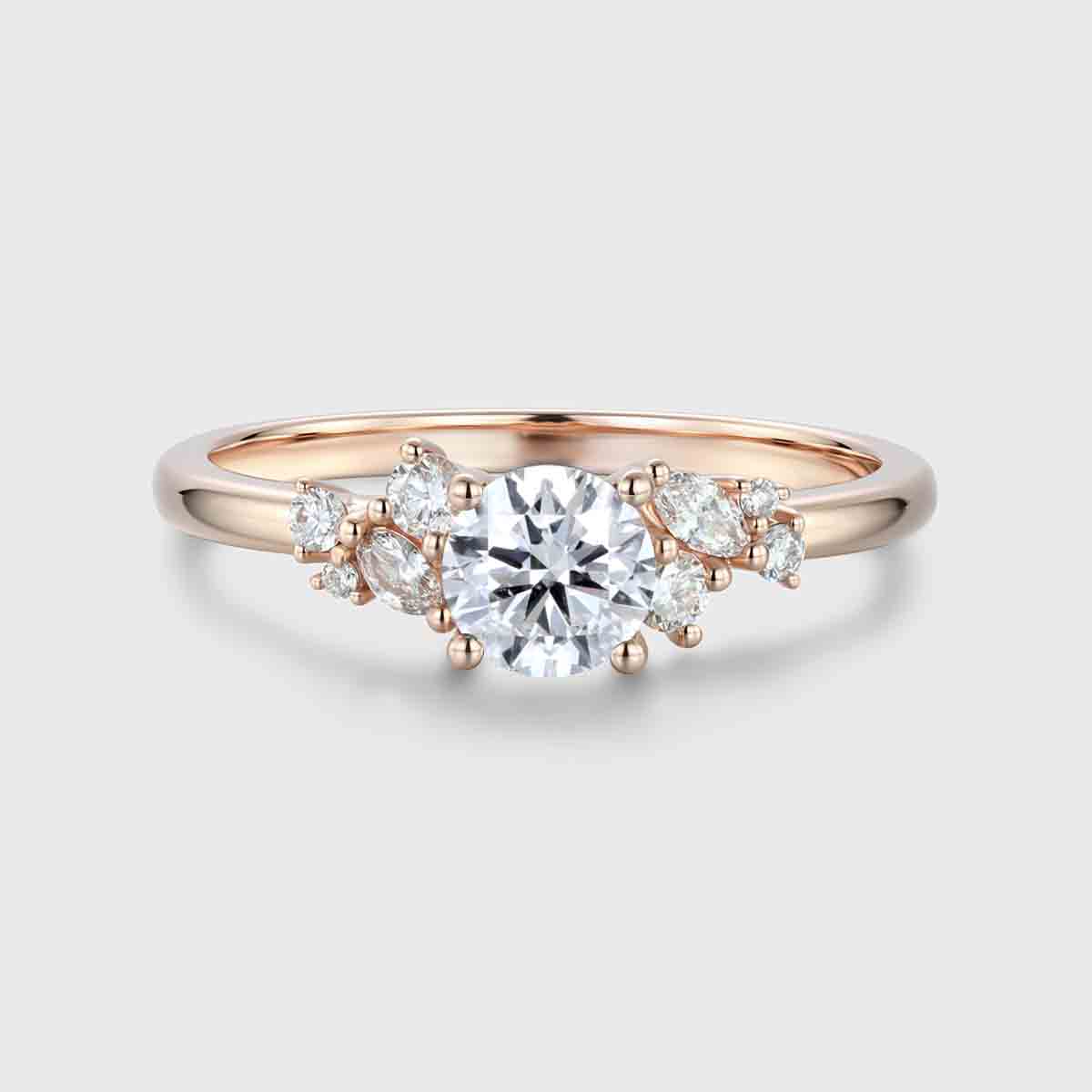 1.0CT~5.0CT Round cut Lab Grown Diamond Cluster Engagement Ring