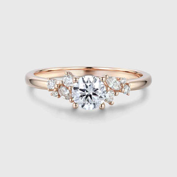1.0CT~5.0CT Round cut Lab Grown Diamond Cluster Engagement Ring